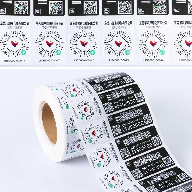Custom waterproof Trackable Qr Code Security Sticker Variable running serial number barcode QR code packaging label sticker