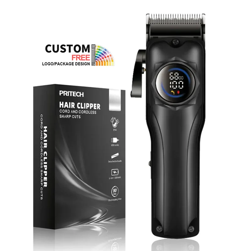 Pritech Factory Custom hair cutting machine prices 6500rpm strong motor electric hair clipper for men