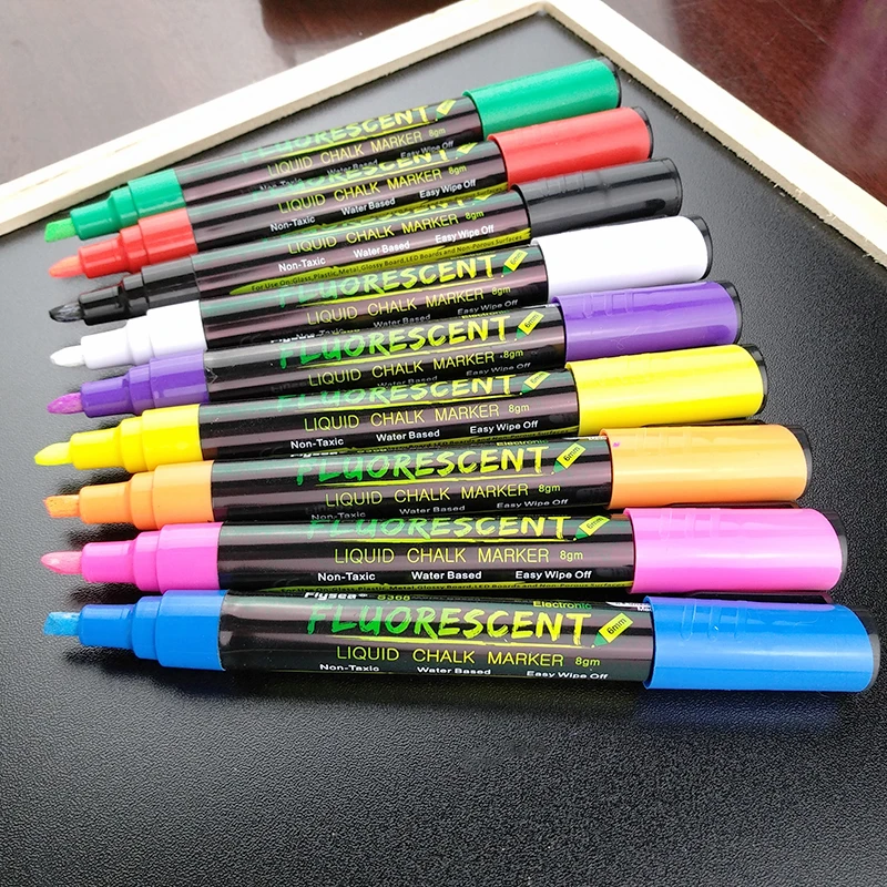 Reversible Tip Easy Wipe Off Electronic Fluorescent Marker Pen/Liquid Chalk on LED board glass