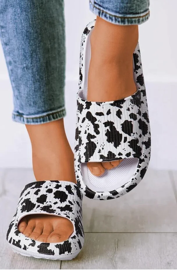 17 Colors Wholesale 2024 Women Summer Light Weight Leopard Print Thick Sole Slip On Slippers Cloud Comfort Sandals