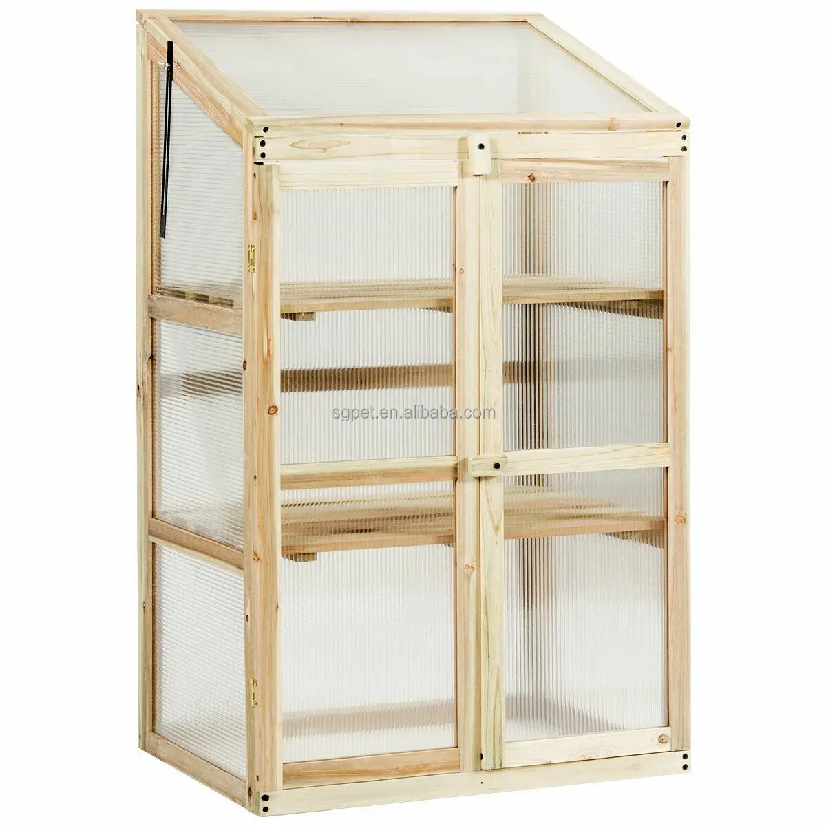 Outdoor Mini Greenhouse, Wooden Cold Frame With Bottom Shelf