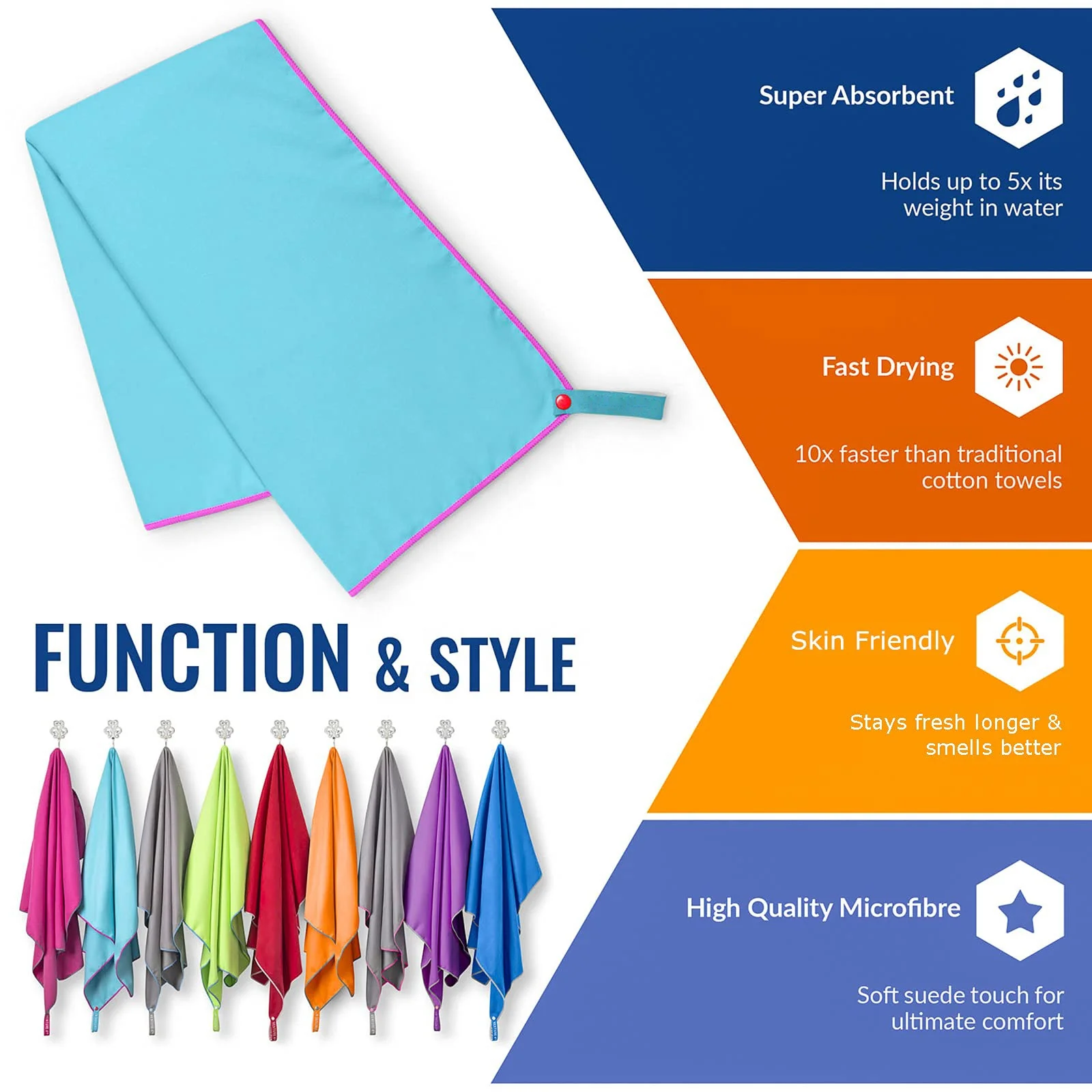 Quick Drying Sweat Towel Absorbent Microfiber Fitness Exercise Gym Towels With Logo Custom Sports Towel With Elastic Band