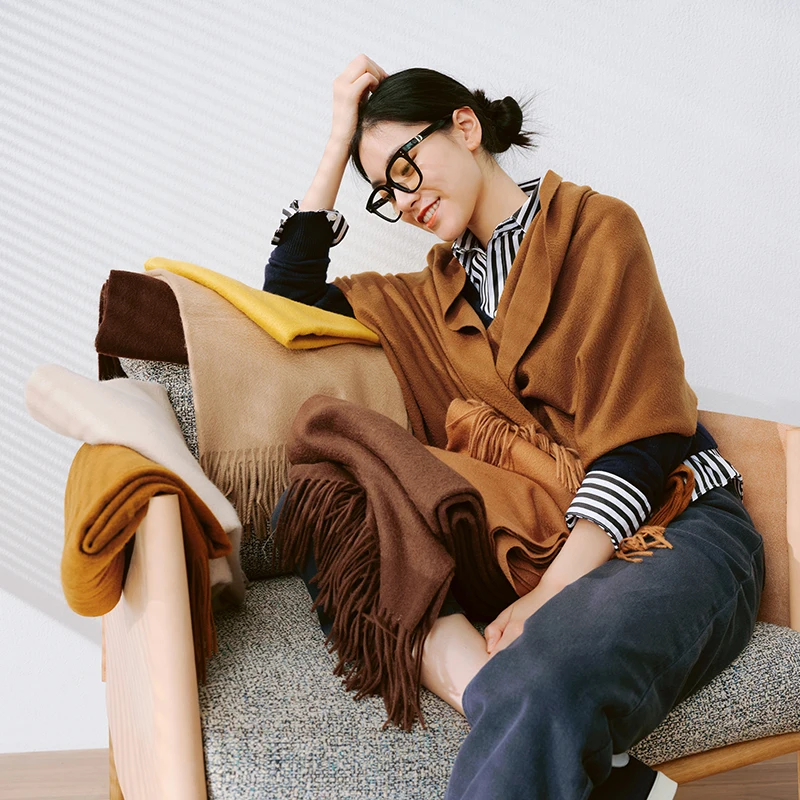 Luxury thick shawl knitted pashmina winter plain ladies 100 cashmere women scarves 60*180cm