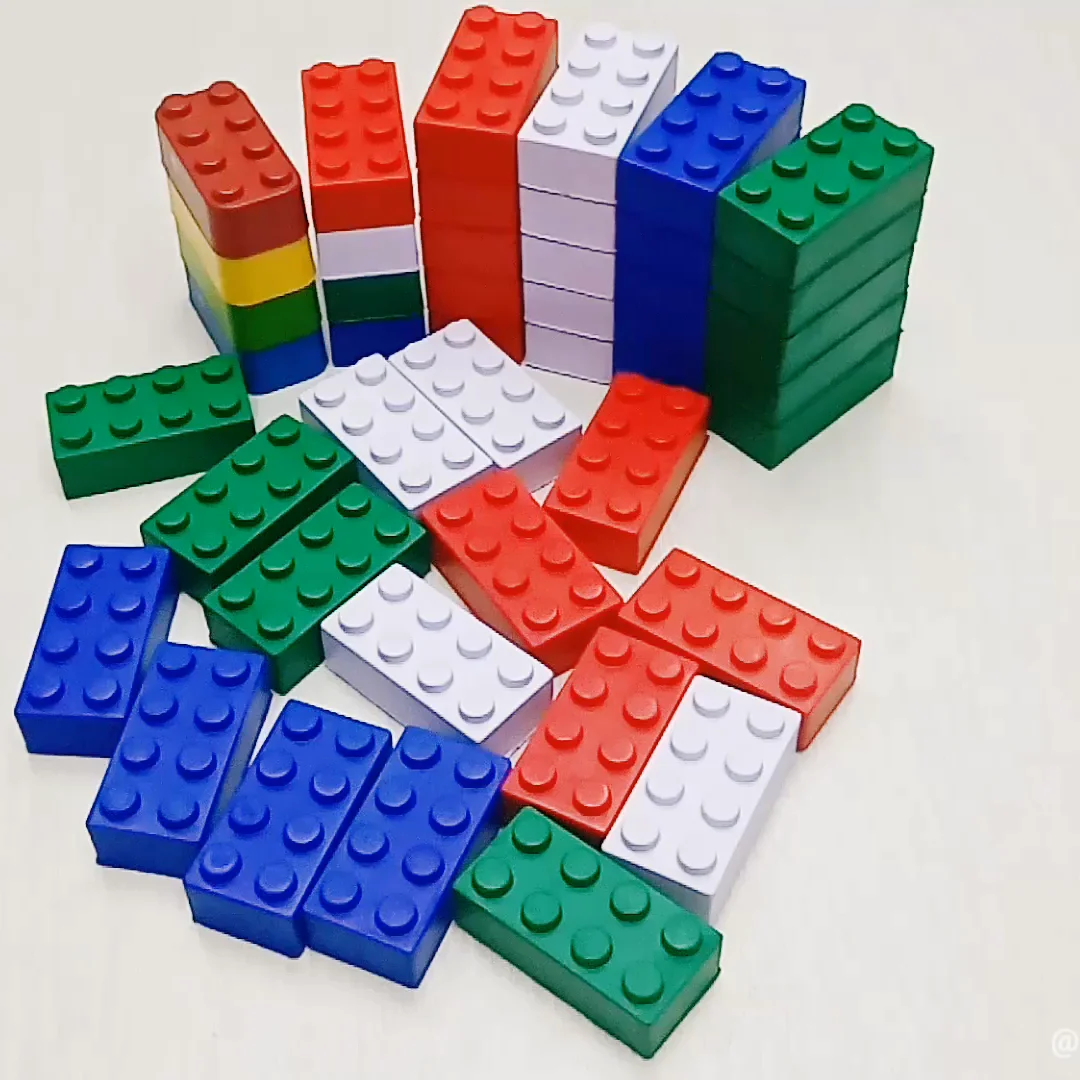 Custom logo printed colorful soft foam brick PU anti stress brick toy foam block construction