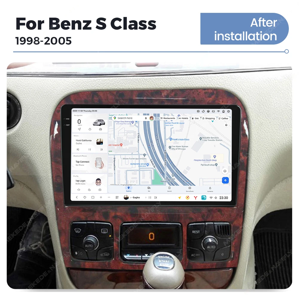 Автомагнитола DUDUAUTO A7870 Android 13 2K мультимедийный плеер для Mercedes Benz S класса 1998-2005