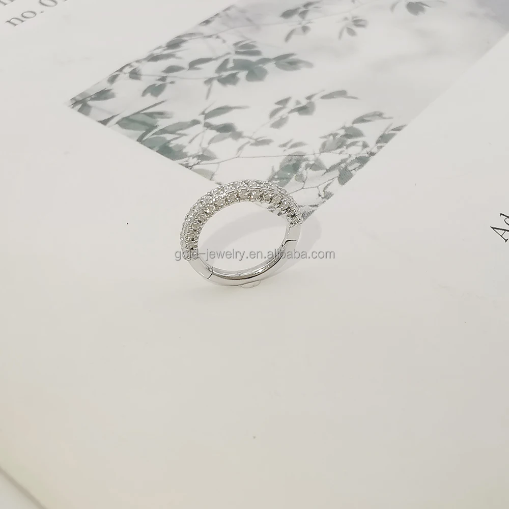 Wholesale 14K Real White Gold Nose Rings Fine Jewelry Piercing Real Diamond Body Jewelry Custom Jewelry Hot Selling