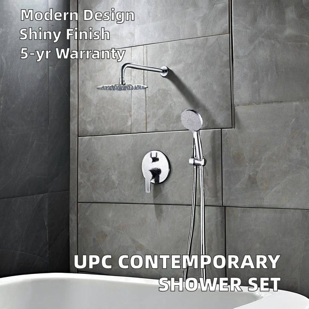 UPC Contemporary Single-Handle Shower System Brass Bathroom Fittings with Rain Spray Pattern Ceramic Valve Core