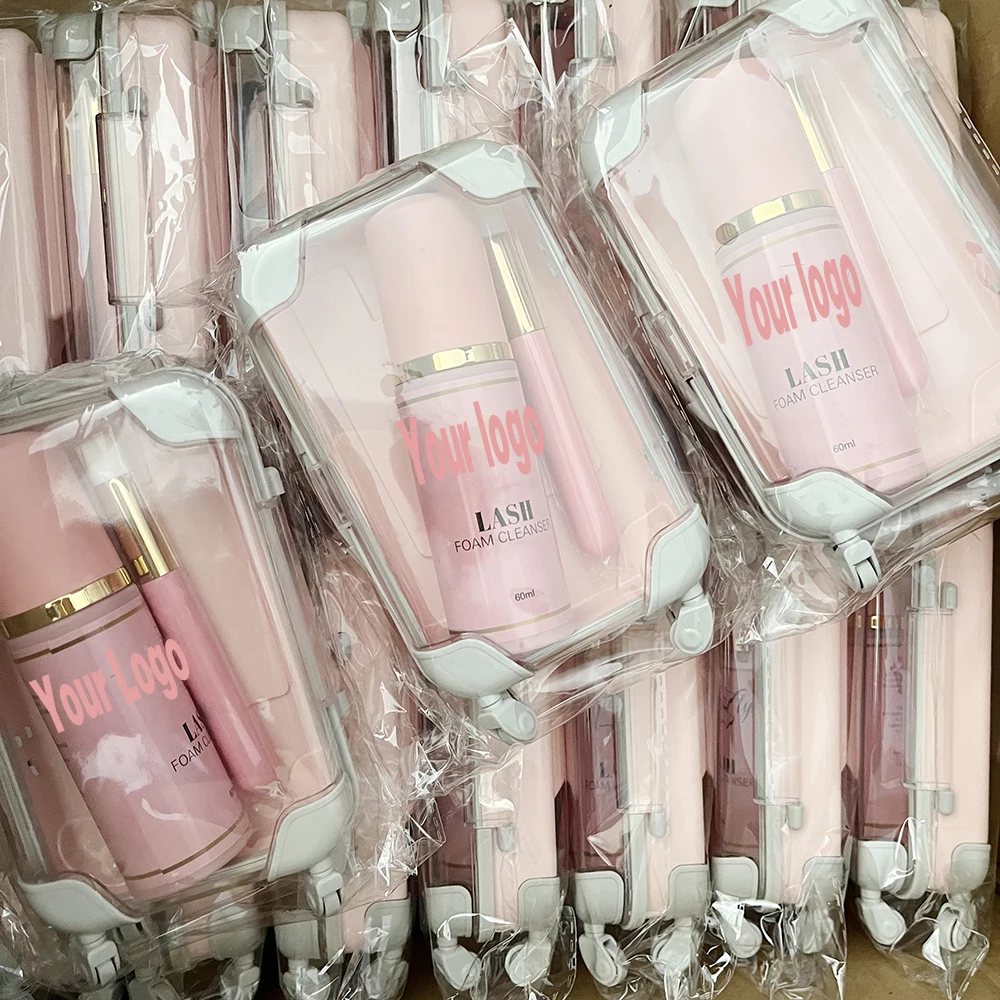 Custom logo lash shampoo different bottle color lash foam cleanser lash bath pink white black eyelash extensions shampoo