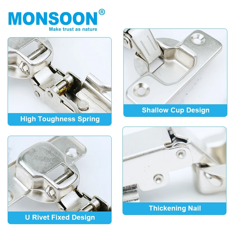 MS01A Hot Sale Hidden Kitchen Cabinet Door Folding Table 35MM Slide On iron Furniture Hinge for cabinet door