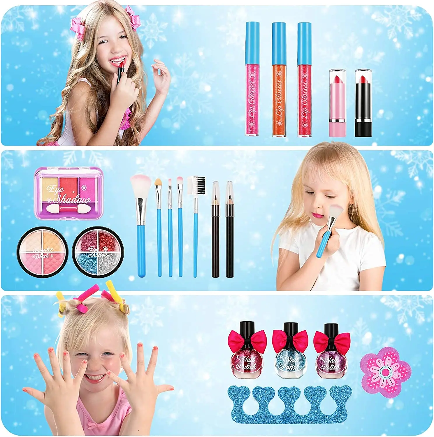 Washable Little Girls Makeup Kit Real Cosmetic Toy Safe Non-toxic Custom Logo Makeup Bag Set