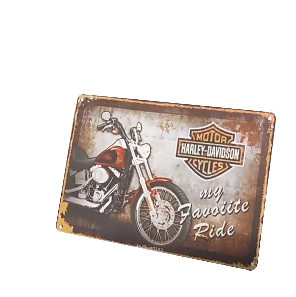 OEM new design full color printing folded edge vintage metal poster tin sign plate