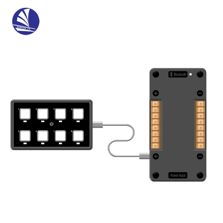 RV Marine Caravan High-end Luxury 8 Way Bluetooth 12V / 24V Professional IP65 Waterproo Touch Control Switch Box Panel