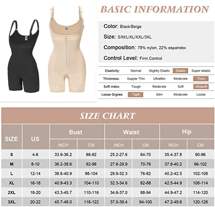 Custom 2022 Adjustable Tummy Control Firm Butt Lifter Bodysuit Full Body Shaper For Women plus size Body Shapewear
