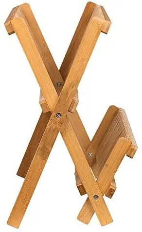 Bamboo 2-Tier Kitchen Plate Rack Collapsible Dish Drying Rack for Kitchen Countertop