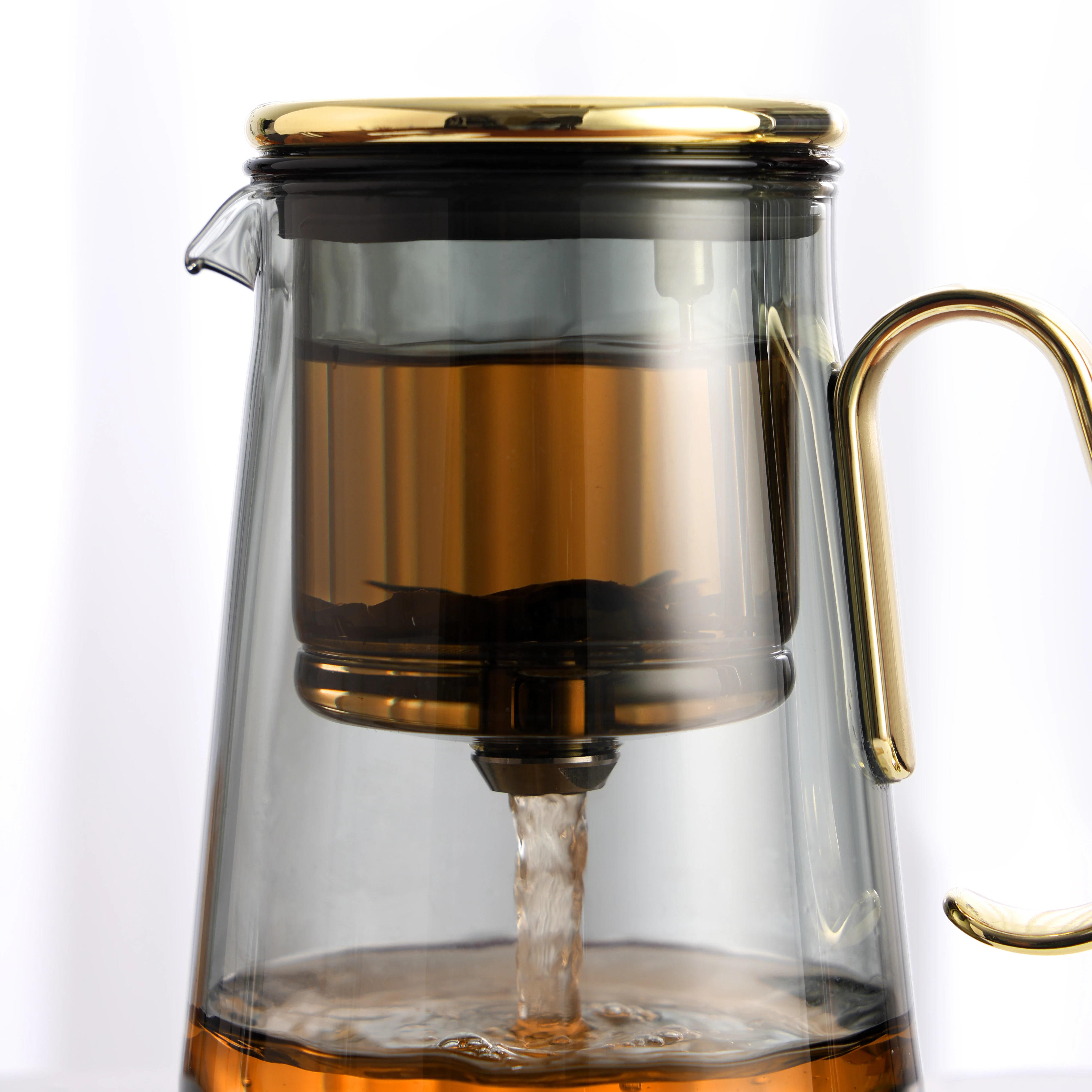 Factory Sale New Style Custom 700ml Clear Glass Chinese Heat Resistant Glass Kettle Magnetic Tea Pot Set With Handle Filter