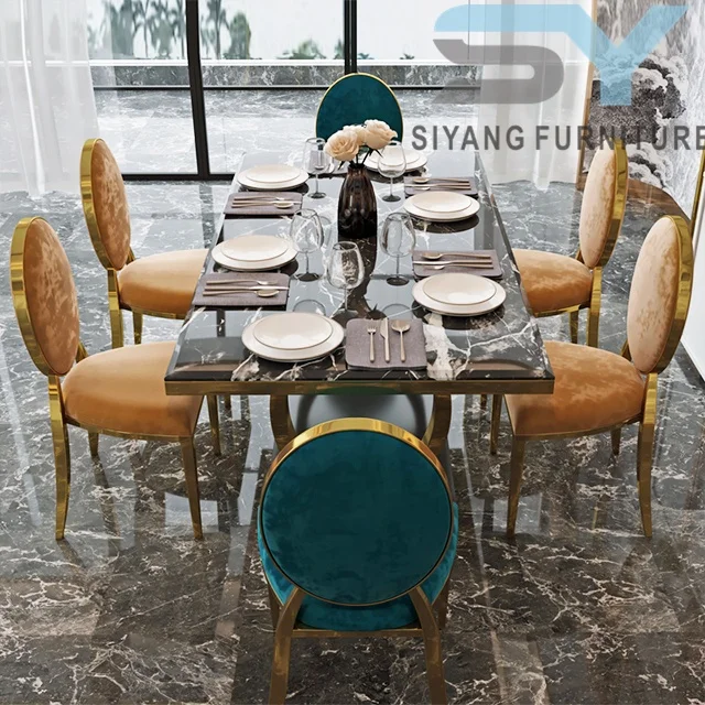 
Marble or glass desktop dining tables modern design 