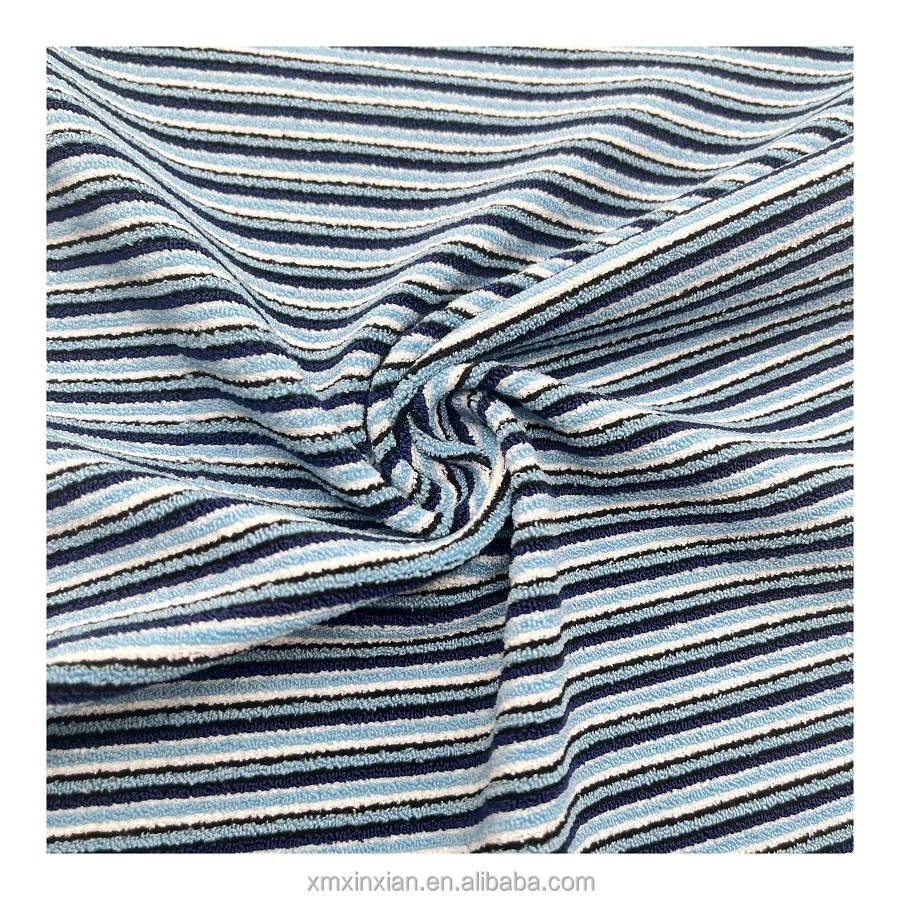 XF125 new nylon spandex colorful yarn dyed stripe terry swimwear fabric rib toweling jacquard for swimsuit bikini fabric