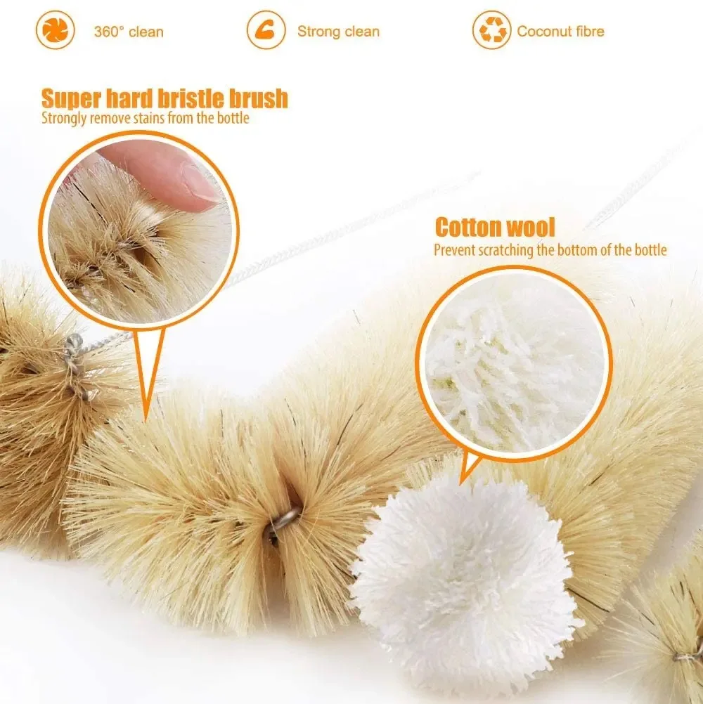 Versatile Wholesale Bottle Brush Set 9 Pieces Long Bottle Brush Cleaner for Narrow Neck Wide Mouth Water Bottle