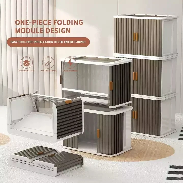 Haixing Installation-free layer cabinet office bathroom One-piece design Rolling Door collapsible  plastic storage cabinets