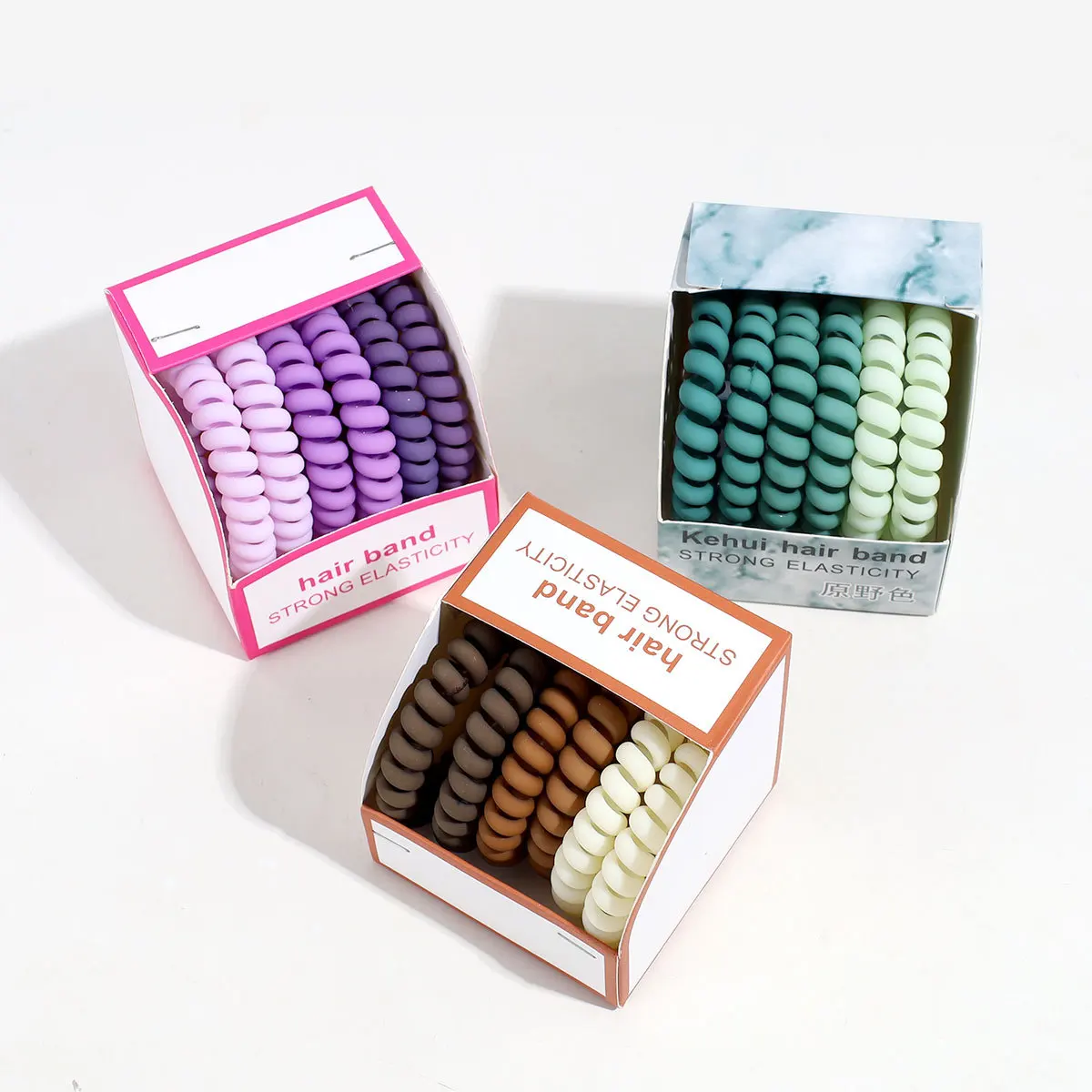 Frosted Plastic Rubber Coil Telephone Cord Wire Hair Ties Scrunchies Twist Hair Rings Bands Ponytail Holders