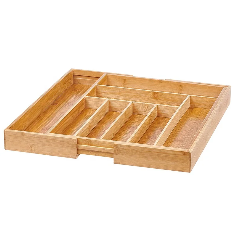 Silverware Cabinet Organizer for Utensils Cutlery Utility cutlery tray Removable Dividers wood bamboo Kitchen Drawer Organizer