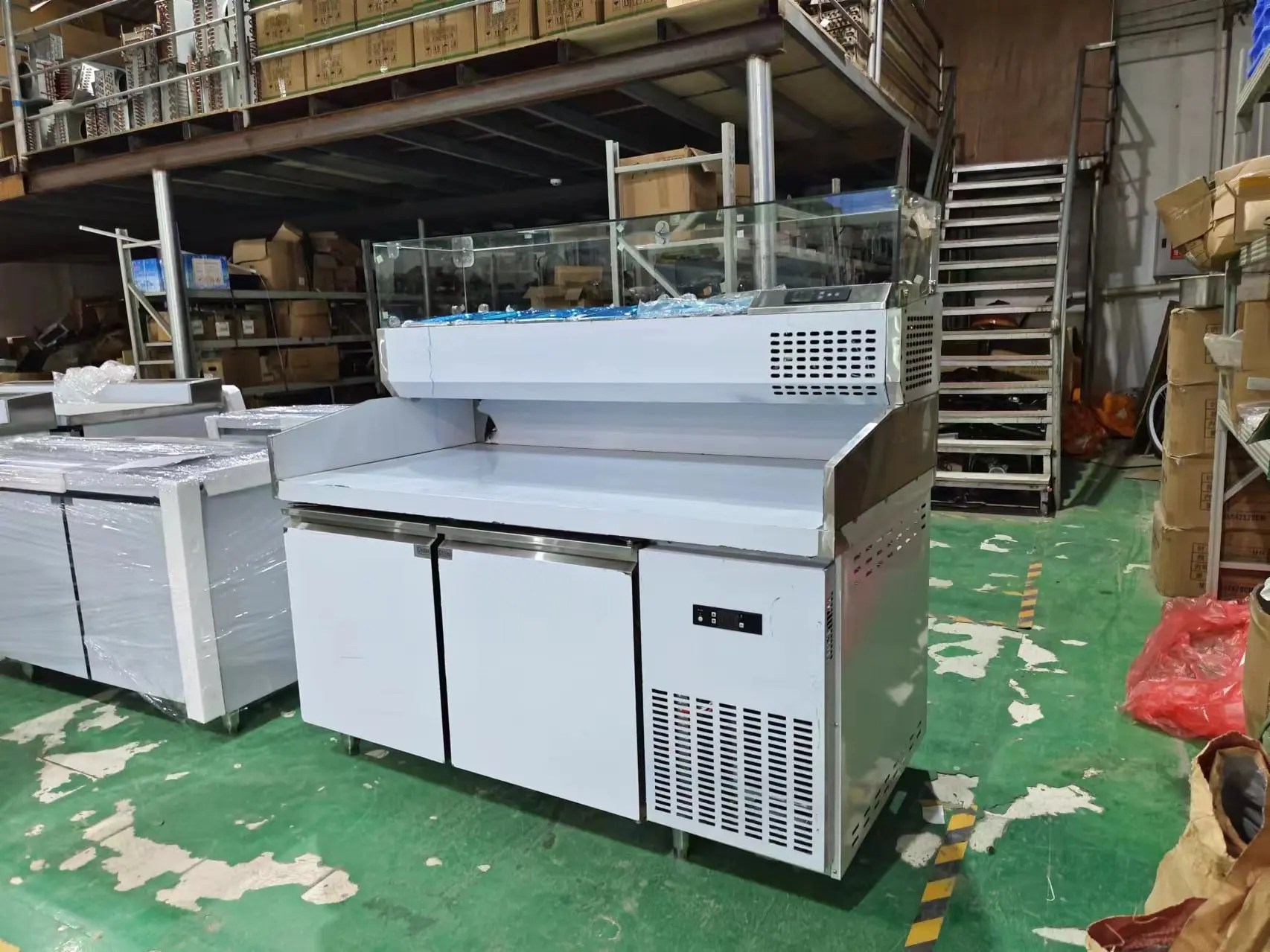 2/3 Doors Pizza Chiller Fridge Commercial Undercounter Salad Refrigerated Prep Table with Top Display
