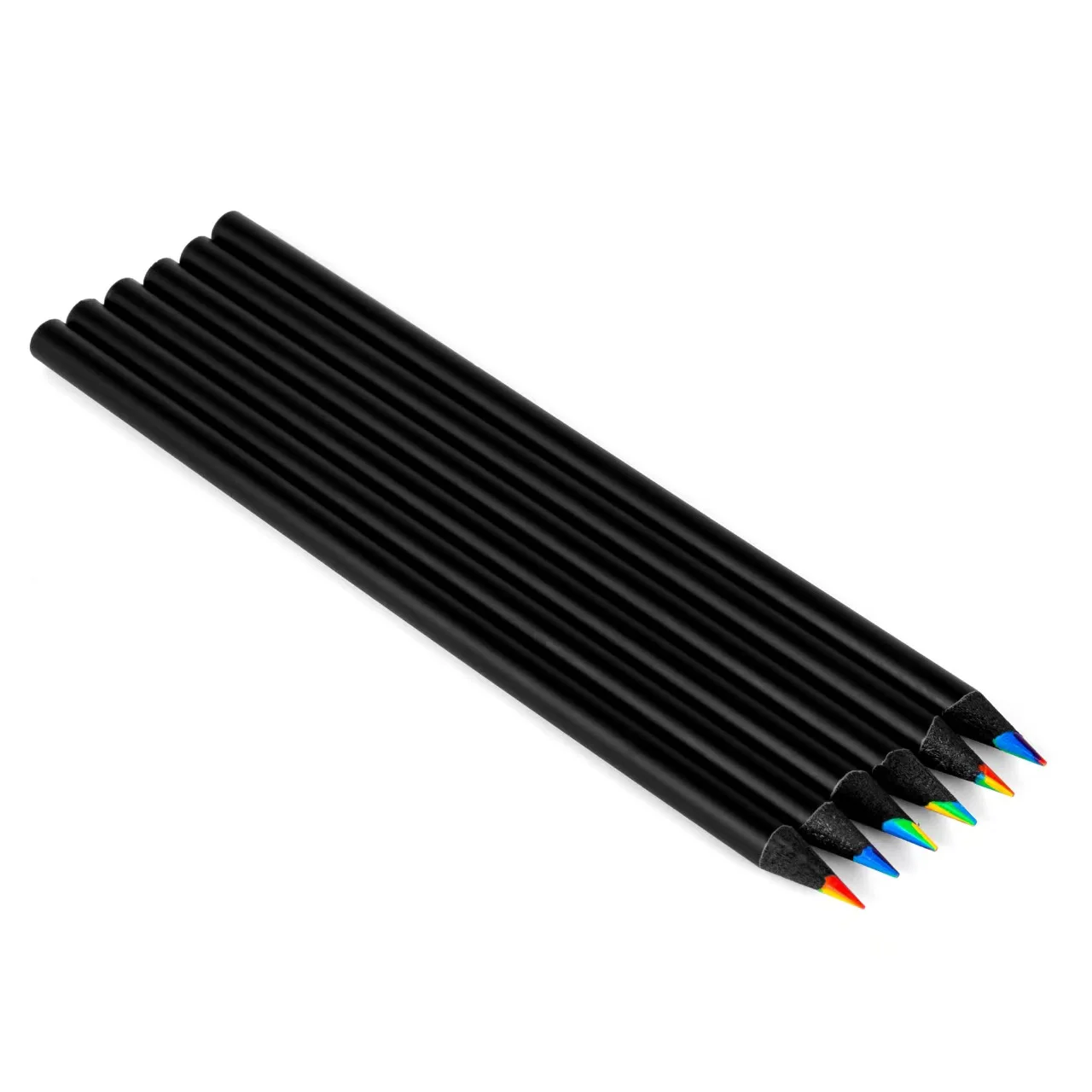 7 in 1 Rainbow Black Pencils Bulk, Colored Pencils Stocking for Kids, Black Wooden Multicolored Pencils