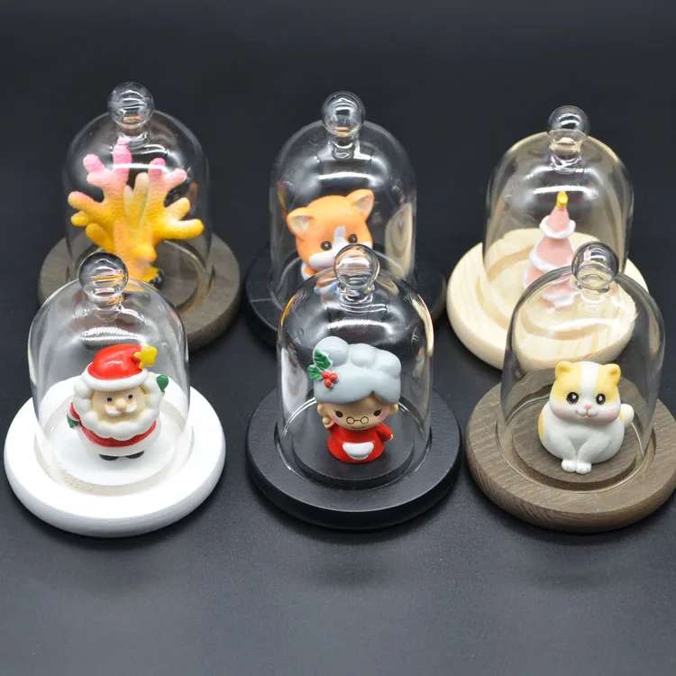 С деревянным основанием и подносом, прозрачная боросиликатная декоративная крышка для ювелирных изделий, большая/маленькая банка, подсвечник, купольный стеклянный колокольчик