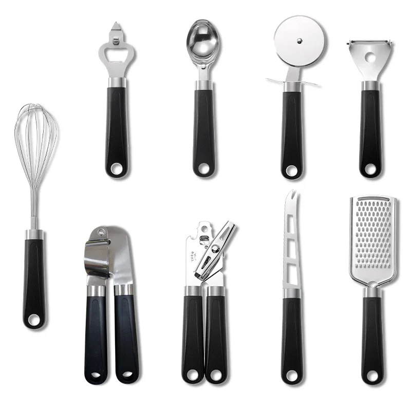 Home Kitchenware Kitchen Accessories Cooking Gadgets Tools Set Plastic Handle 9pcs Stainless Steel Customized Logo with Green
