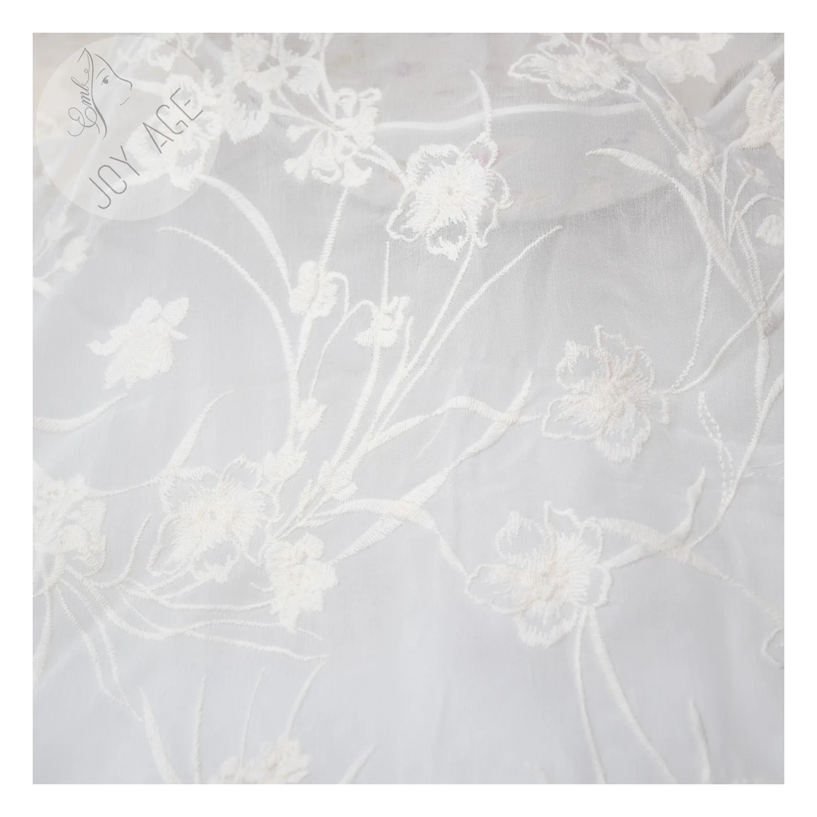 Professional Wedding Floral Flower Sheer Florar Silk Printed Chiffon Crystal Mirror Dyed Tulle Embroidery Curtain Fabric