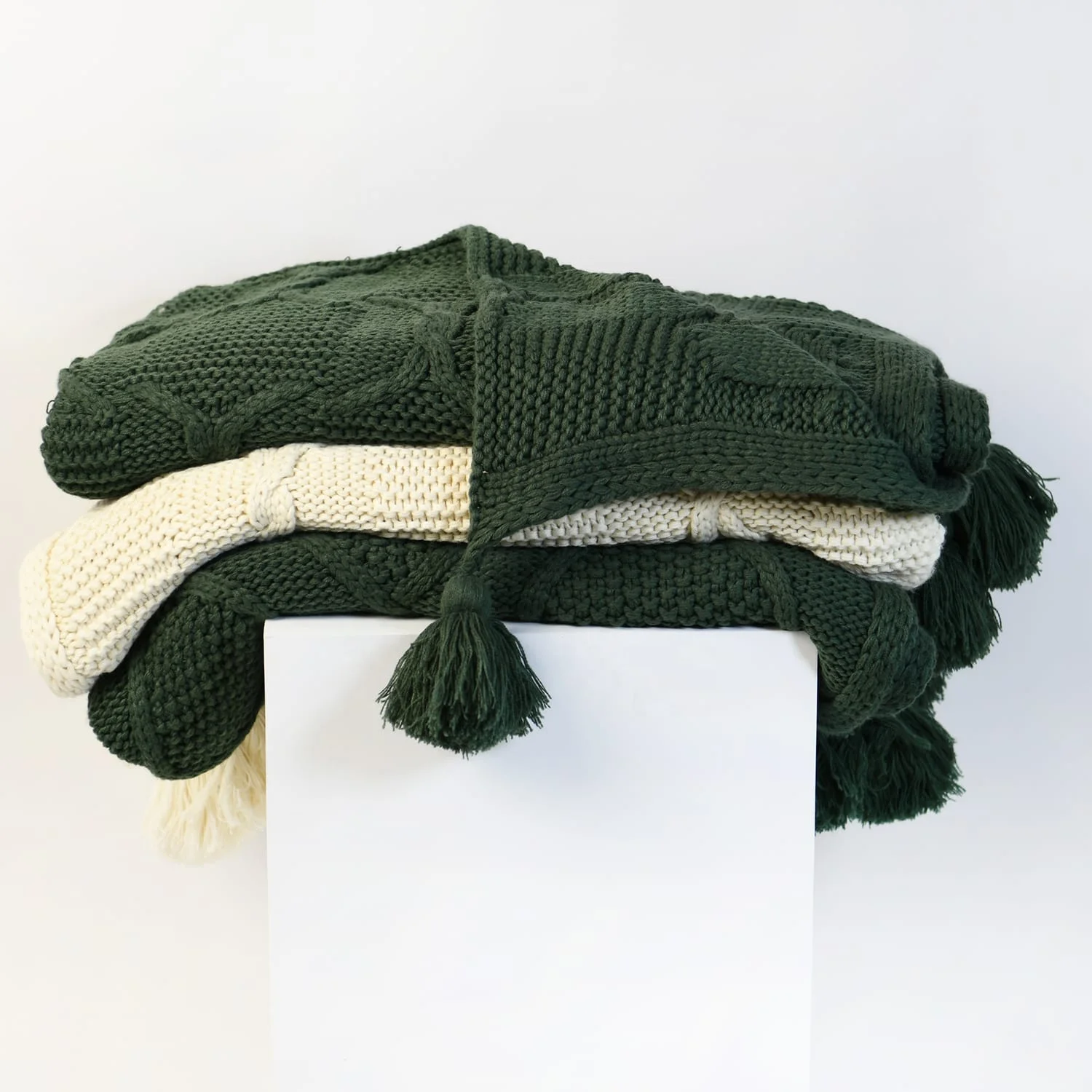 Nordic Home Travel Couch Sofa Car chunky Warmth ponytail braided Tweed Pineapple honeycomb textured cable throw cover blanket