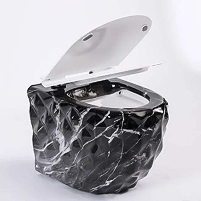 New Products Rock Grain Sky Blue Color Ceramic Closet Wall Mounted Toilet European WC Flushing System