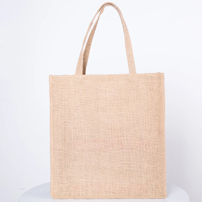BSCI Audited Factory Promotional Linen Tote bags Reusable Cotton Jute Grocery Shopping Bag for Travel Shopper