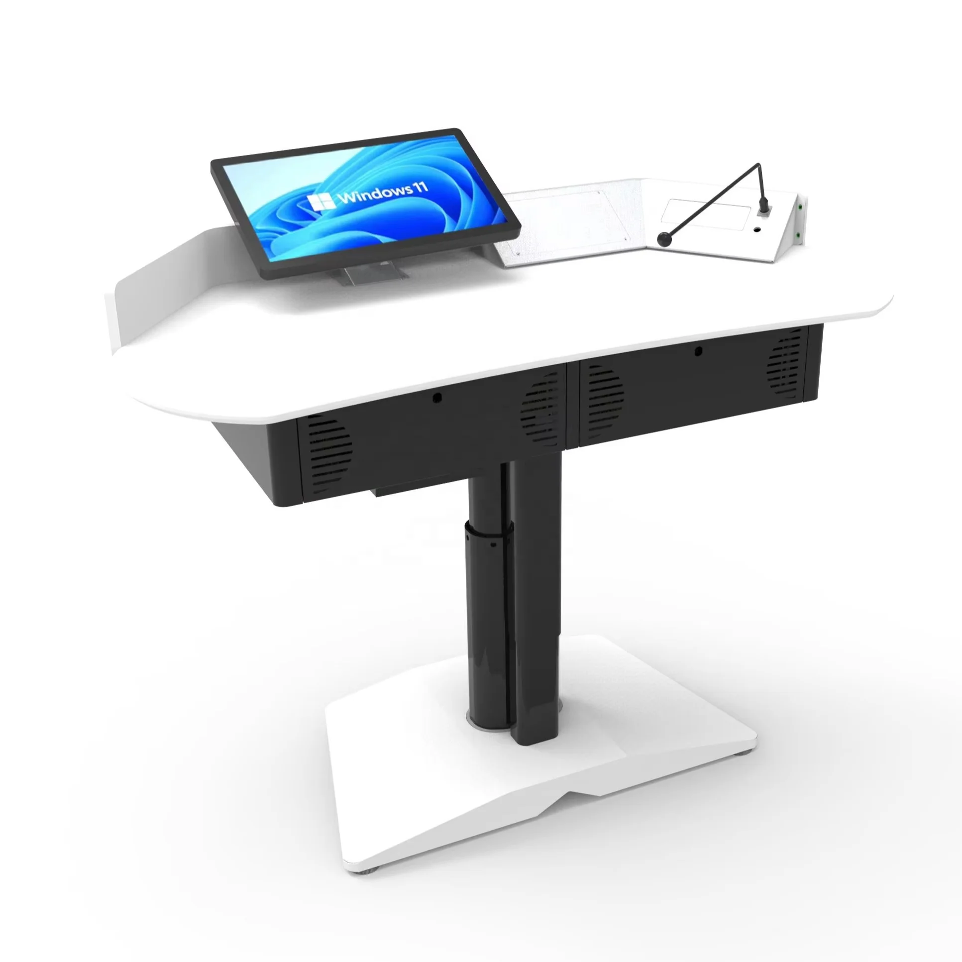 school furniture teacher supplies digital podium stand with electronic height lifter & support arm for school & meeting room