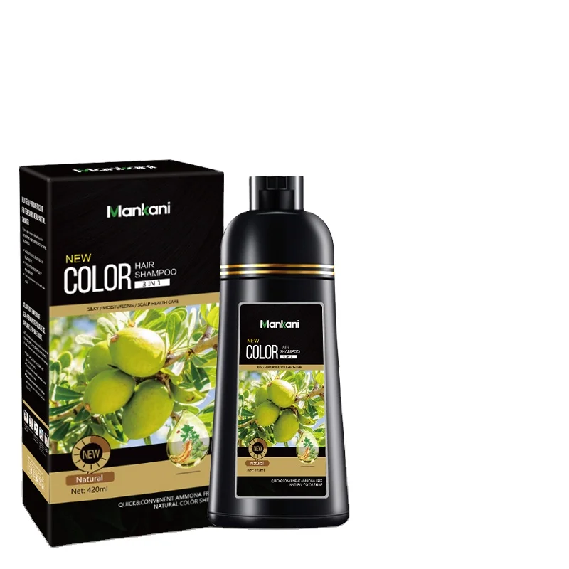 OEM 500ml Herbal Organic Non Allergic Color Hair Dye Shampoo Fast Grey Hair Cover Black Hair Shampoo