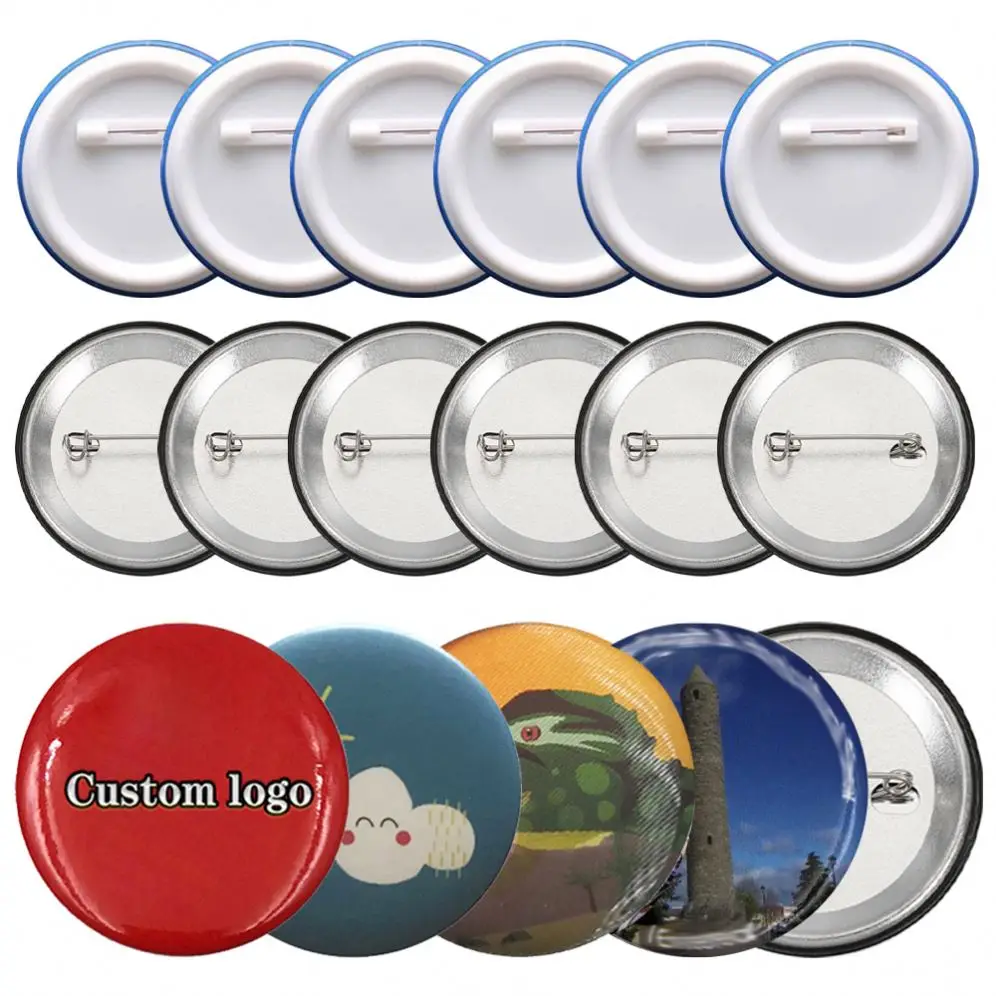 Promotional custom wholesale 58mm magnetic magnet plastic raw material parts safety pin back cat button badge