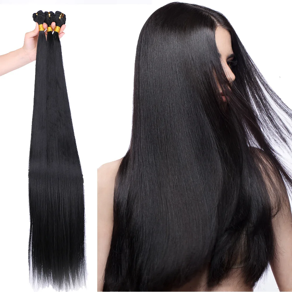 stock  Silky Straight synthetic hair weft  synthetic hair weave  blue  pink high temperature fiber bundles