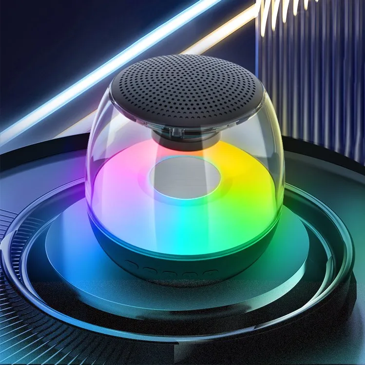 New Design OEM Stereo Sound RGB led Colorful Light blue tooth speaker with FM radio