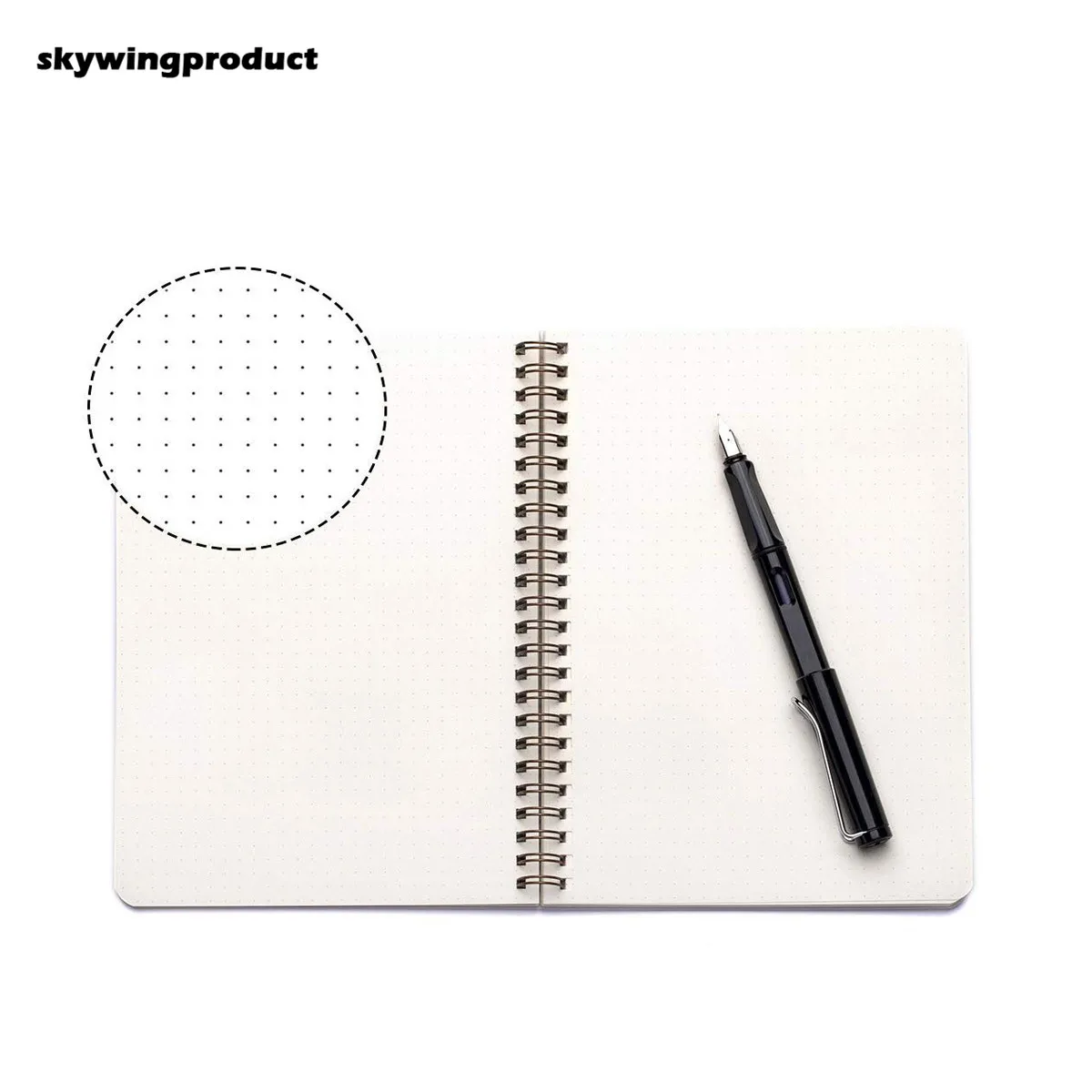 Skywing product 100gsm Thick Paper 80 Sheets Bullet Dot Grid Spiral Notebook With Elastic Band Closure and Colorful Stickers
