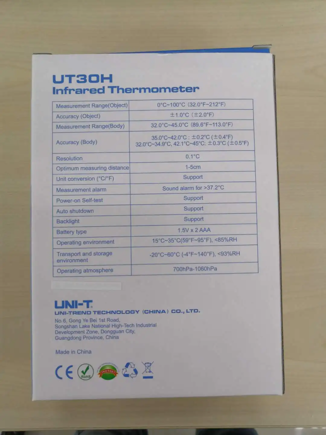 UNI-T цифровой человека лихорадка Бесконтактный Лоб Инфракрасный термометр для измерения температуры CE UT30H; Большие размеры 32-45 градусов