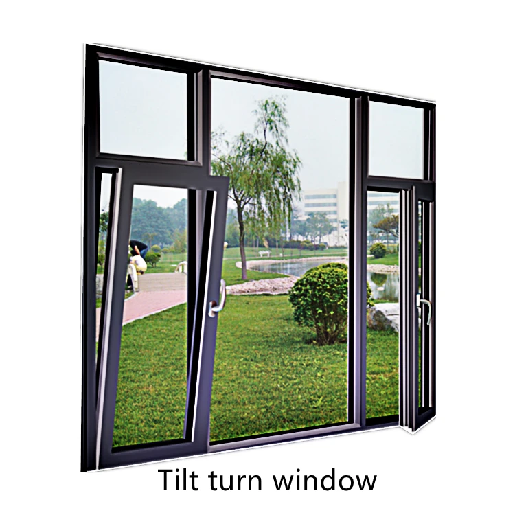 Customized Modern European Style Tilt&Turn Aluminum Window High Quality Glass with Safety Hardware Swing Open & Vertical Pattern