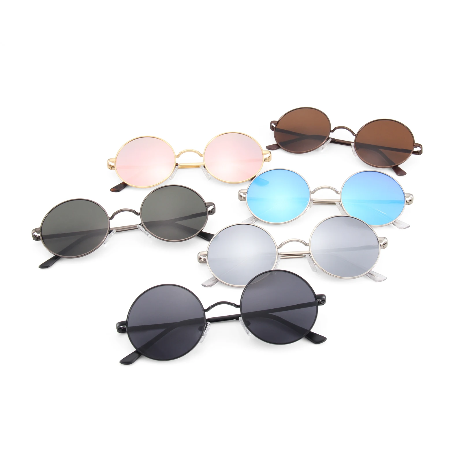 new fashion mirrored italian circle metal frame round vintage sunglasses