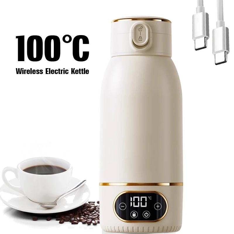 Portable 100℃ Wireless Travel Kettle Tea Coffee 500mL 316 Stainless Steel Boil Cup Small Travel Electric Mini  Hot Water Kettle