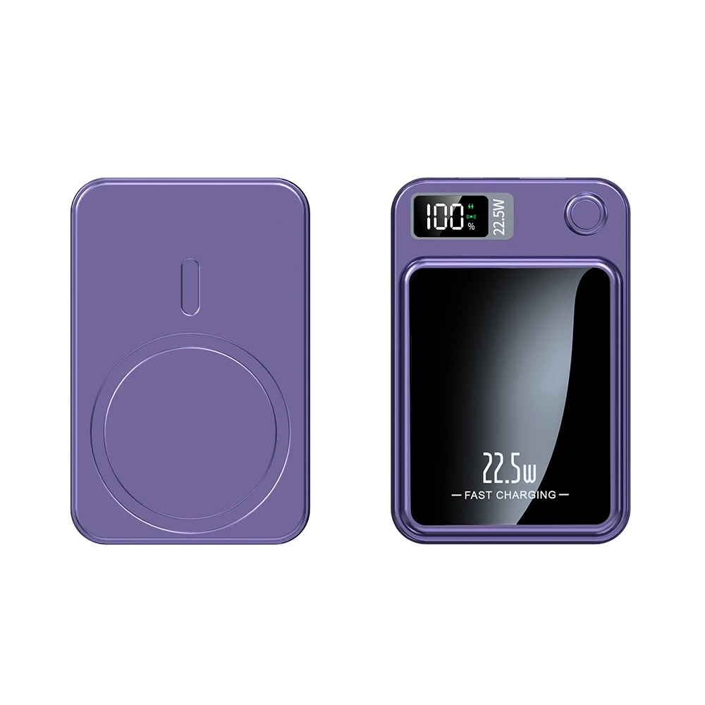 10,000 mAh OEM Logo 22.5W PD Wireless Power Bank Qi Magnet 15W 2 in 1 Wireless Charging Power Pack For Iphone 15 Pro Max