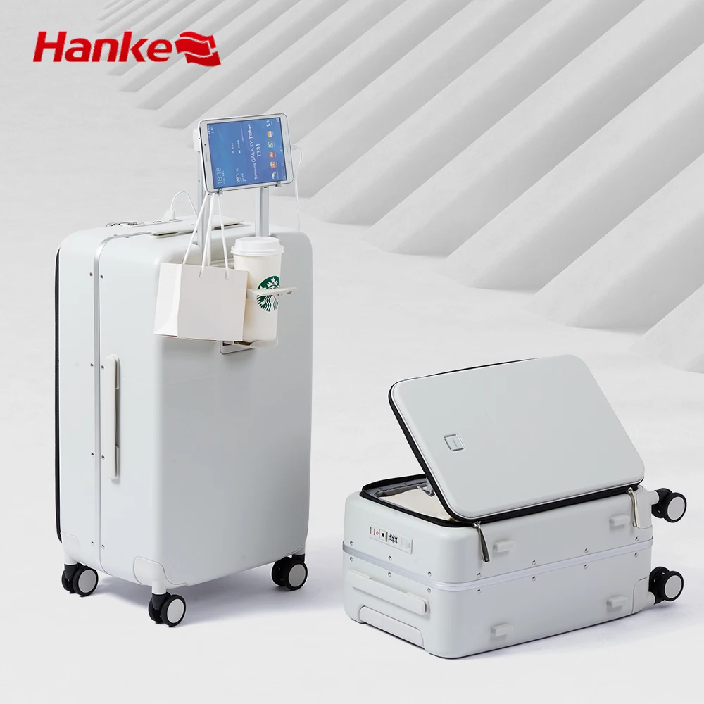Hanke Заводская ручная кладь Многофункциональный чемодан с USB-зарядкой багажная тележка подстаканником