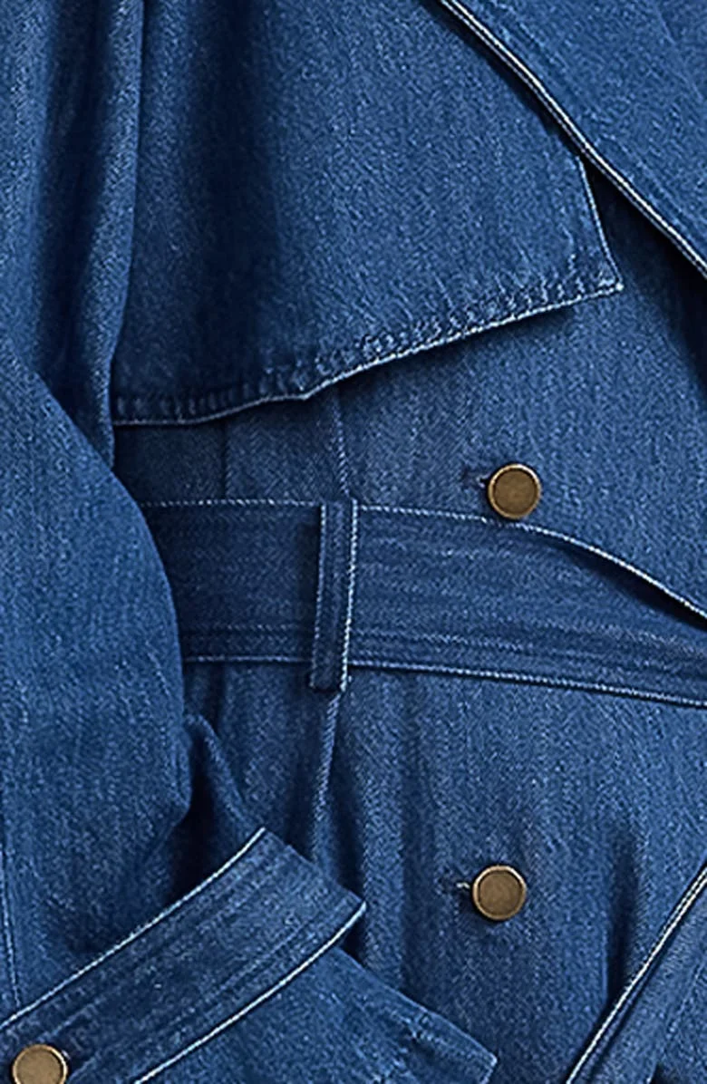 fall winter 2024 women clothes Factory wholesale Vintage Fashion  X-Long Denim Trench Coats For Ladies