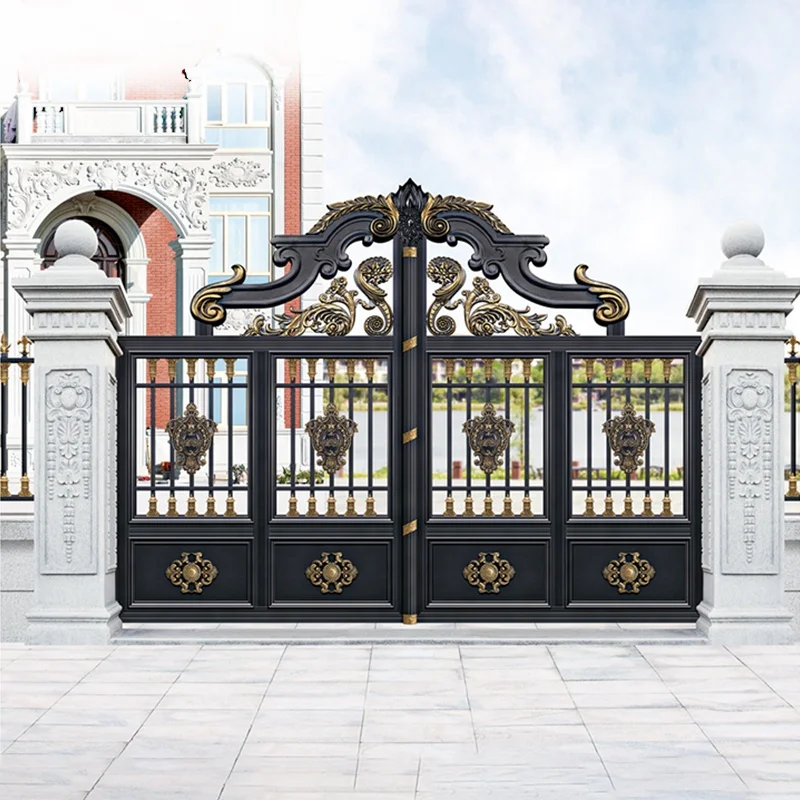 European Style Aluminium Gates Aluminium Courtyard Gate Villa Doors Electric Garden Gates Aluminum Driveway Gates For Sale (1600507359408)