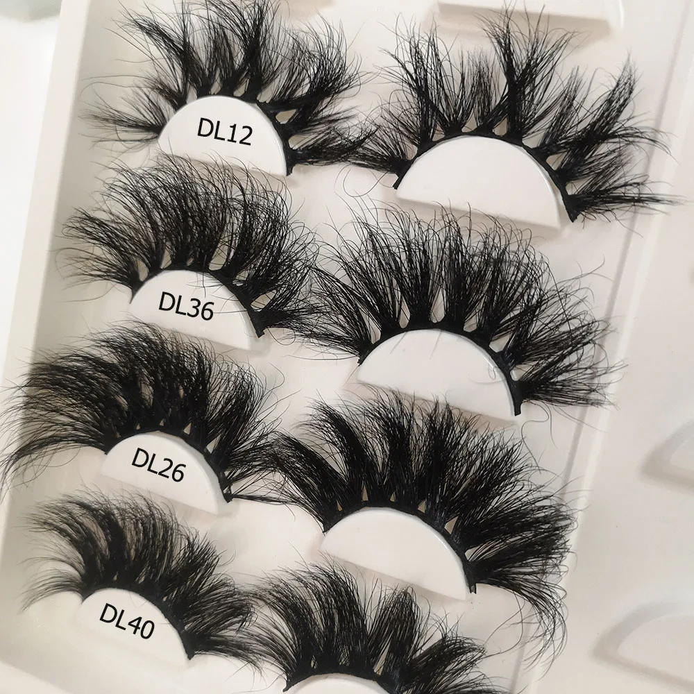Wholesale vendor 25mm fluffy full strip Eyelashes Stainless Steel Tweezers Volume Lash Trays eyelash vendor customized boxes