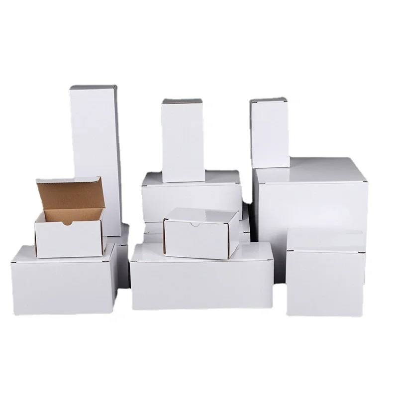 Color Box Packaging Paper Box Spot Cross-Border Corrugated Express White Card Gift Folding Rectangular Simple White Box
