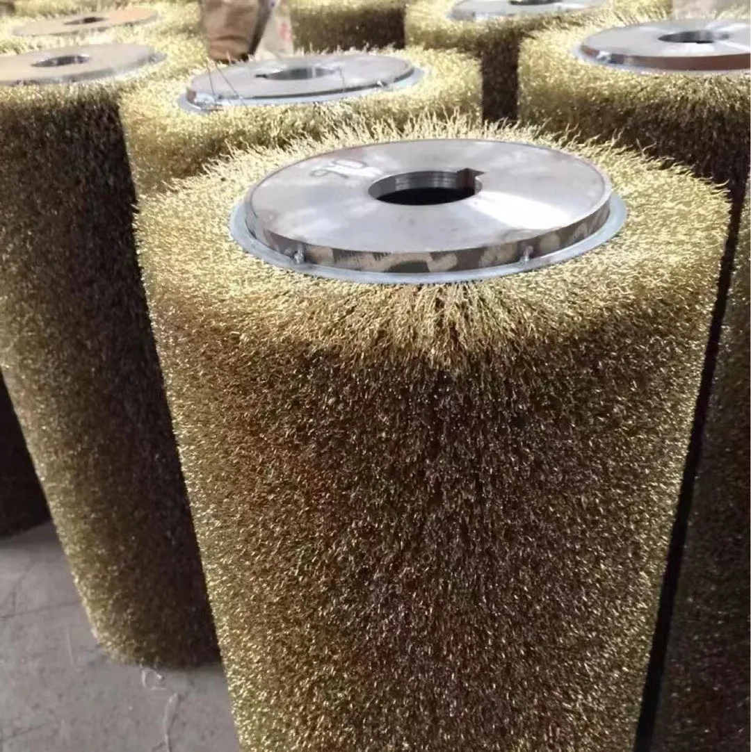 Custom Spiral Winding Brass Wire and 304 Stainless Steel Wire Industrial Roller Brush for Polishing